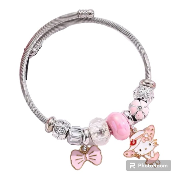 Handmade stainless steel hello kitty bracelet - Picture 2 of 2